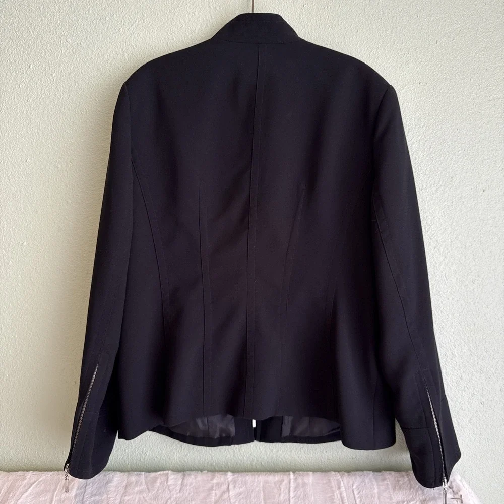 Ladies Black Moto Style Zip Up Jacket Career, Moto, Whimsiegoth Dark  Plus Sz 18